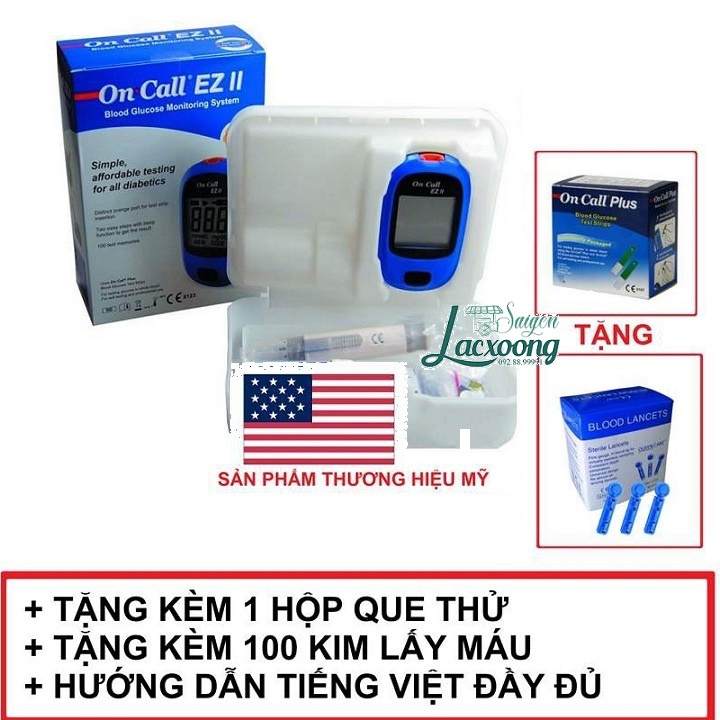 Máy test tiểu đường on call ez ii tặng kèm 25 que thử và 100 kim lấy máu