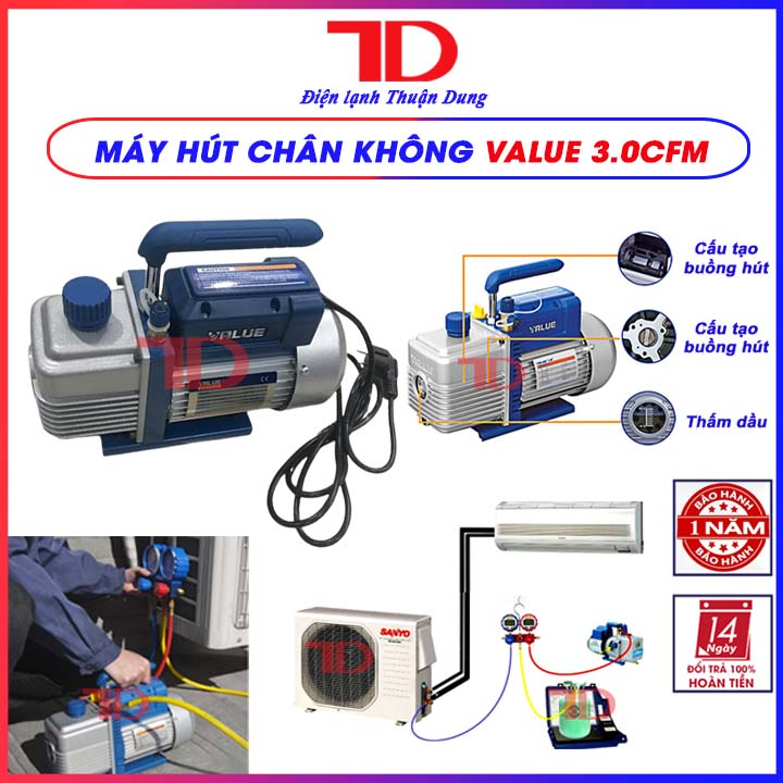 Máy hút chân không value 3.0 cfm - vật tư điện lạnh ô tô thuận dung