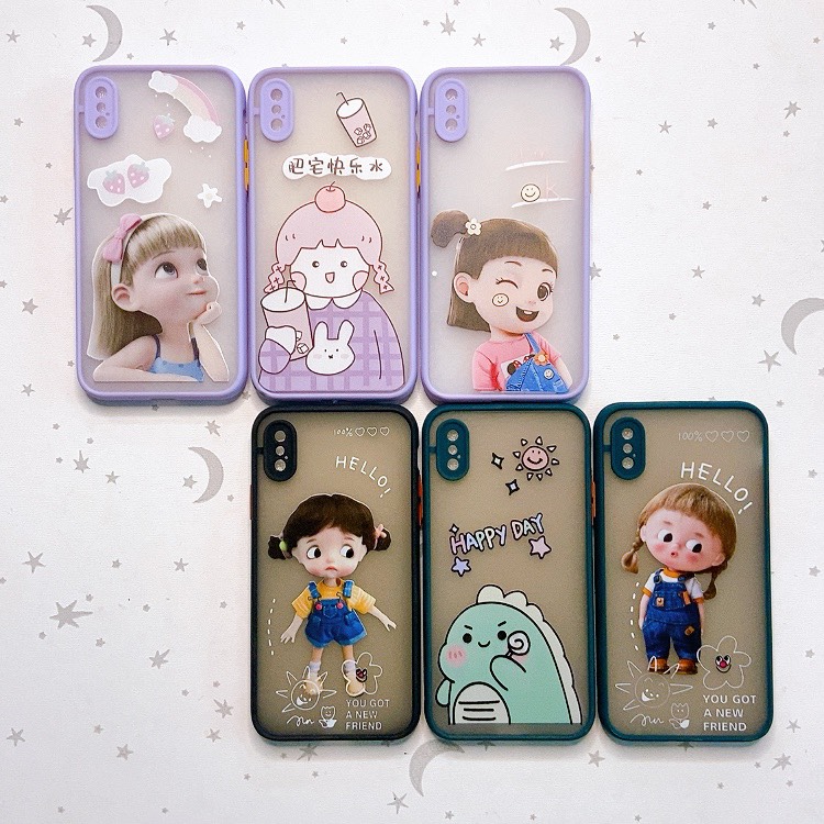 Ốp viền màu hình siêu cute ikphone x/xs