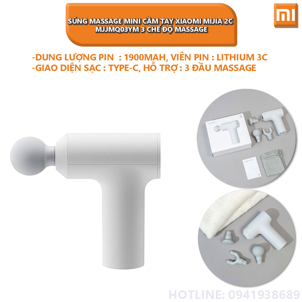 Súng massage mini cầm tay xiaomi mijia 2c mjjmq03ym 3 chế độ massage - bảo hành 1 tháng - shop điện máy center