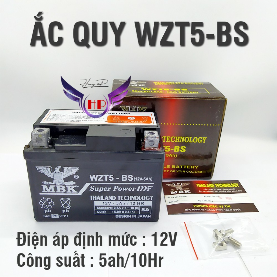 Bình ắc quy khô THAILAND WZT5 12V-5Ah kích thước 11 x 7 x 8,5cm
