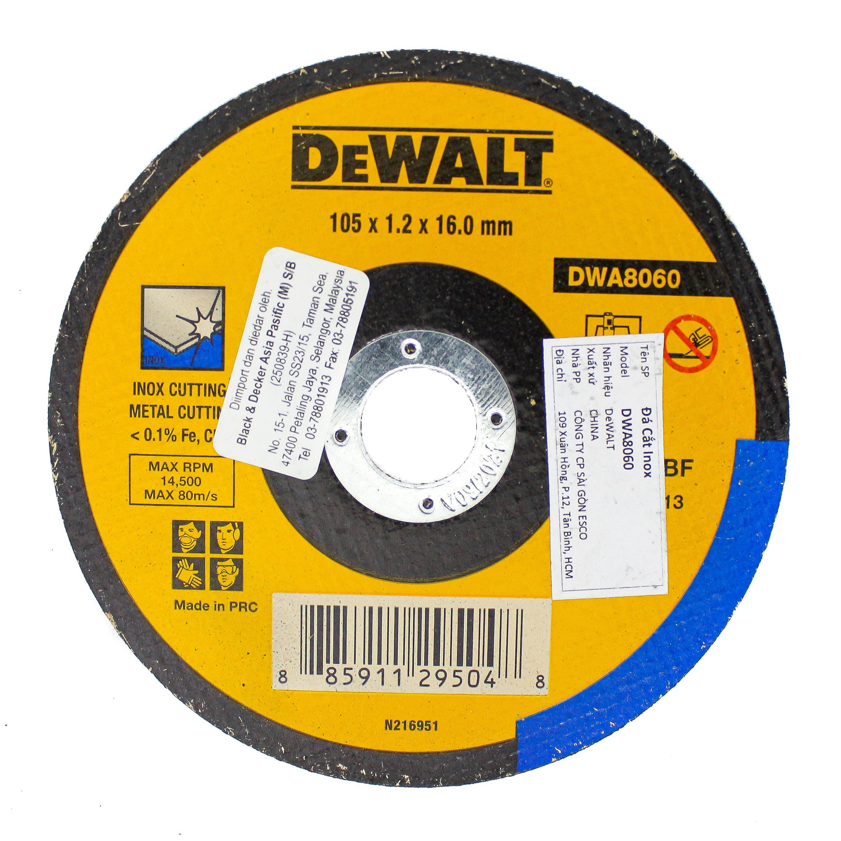 Đá cắt inox 100 x 1.2 x 16mm t1 dwa8060-b1 dewalt dwa8060-b1