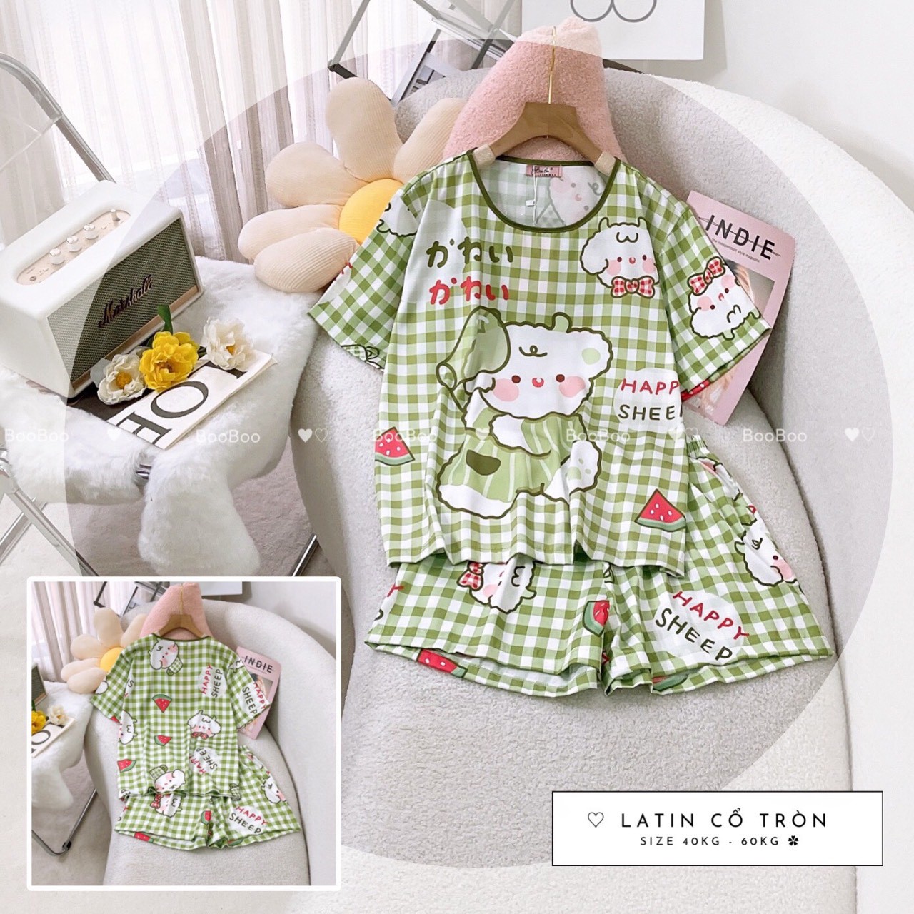 - pijama boo boo cổ tròn lụa latin thiết kế cao cấp 40-60kg