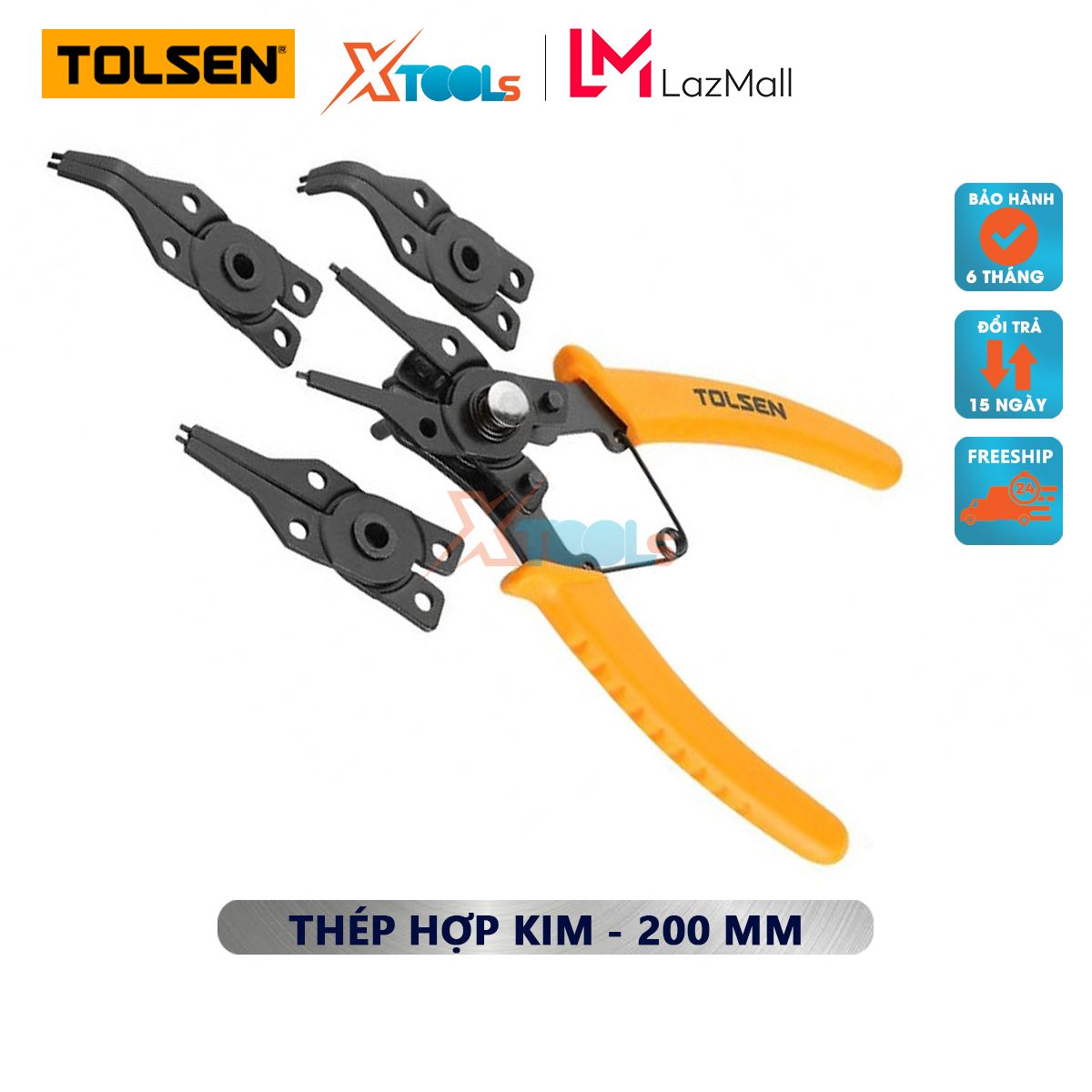 Kìm phe bộ 4 đầu Tolsen 10100 6 inch, chất liệu thép không gỉ độ bền cao, dùng cắt, giữ, kẹp mở vật dụng - chính hãng - xtools