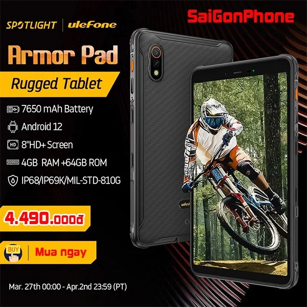 Ulefone Armor Pad Máy Tính Bảng Chống Nước - Chống Sốc - Chống Bụi