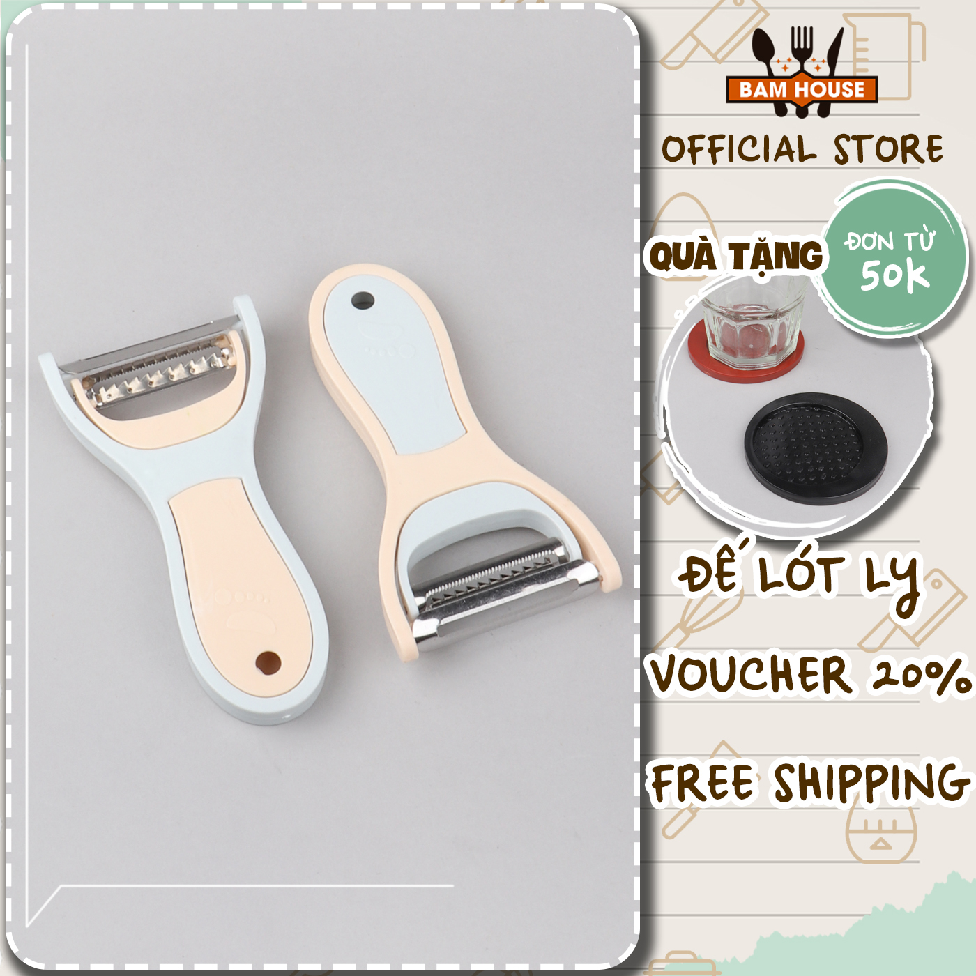 Dao bào đa năng inox Bam House có thể tách làm 2 siêu bén cao cấp B2L01 - Gia dụng bếp