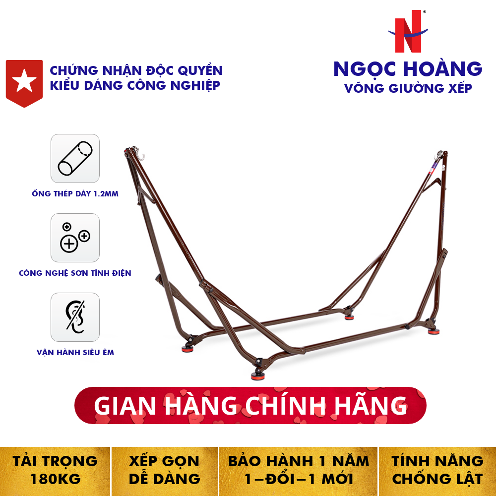 Ngọc Hoàng - Khung võng thuyền rồng (Brown) - Thép nhập khẩu ống dày 1.2mm  sơn tĩnh điện, đã được cấp bằng độc quyền kiểu dáng công nghiệp
