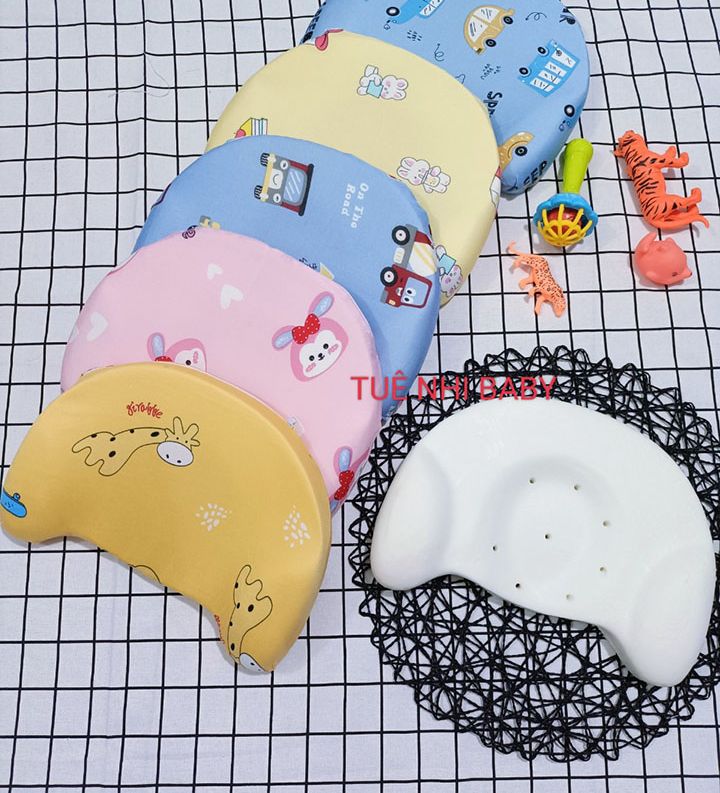 (Loại Mới)Gối cao su non thông hơi chống méo bẹp đầu cho bé