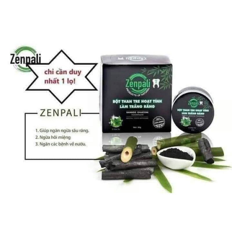 Flasale Bột trắng răng than tre hoạt tính Zenpali - T Trắng răng + Thơm miệng