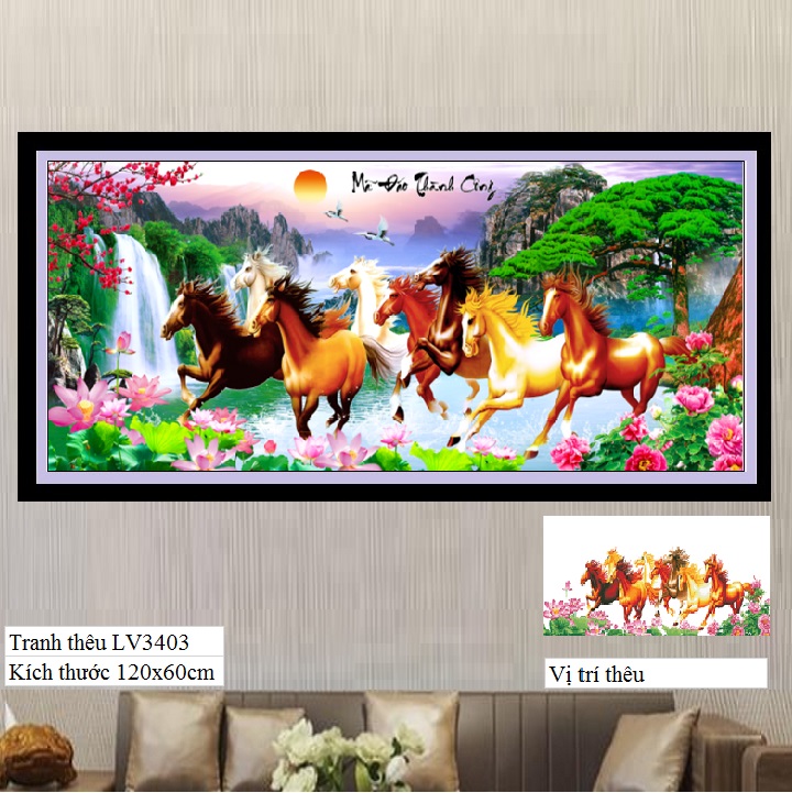 Tranh thêu chữ thập Mã đáo thành công LV3403 - Tranh thêu chữ thập 3D