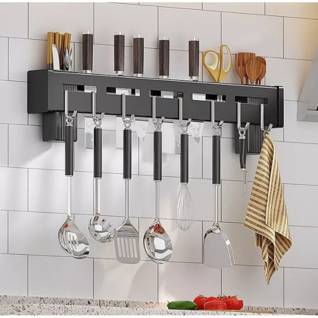 Giá treo dao kéo, Kệ để đồ nhà bếp dán tường không khoan tường đa năng, móc chịu lực, móc, móc treo tường, móc dính tường, móc treo, giá treo đồ, dụng cụ treo đồ, móc chịu lực đa năng, thanh treo đồ nhà bếp,