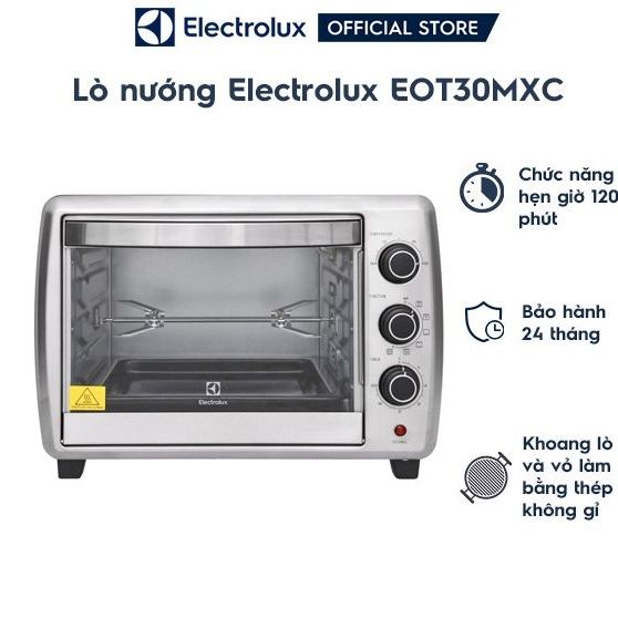 Lò nướng electrolux eot30mxc 30 lít-chính hãng like new giá rẻ trưng bày 99%-công suất, nhiệt độ:1800 w100-250c-bảo hành 12 tháng