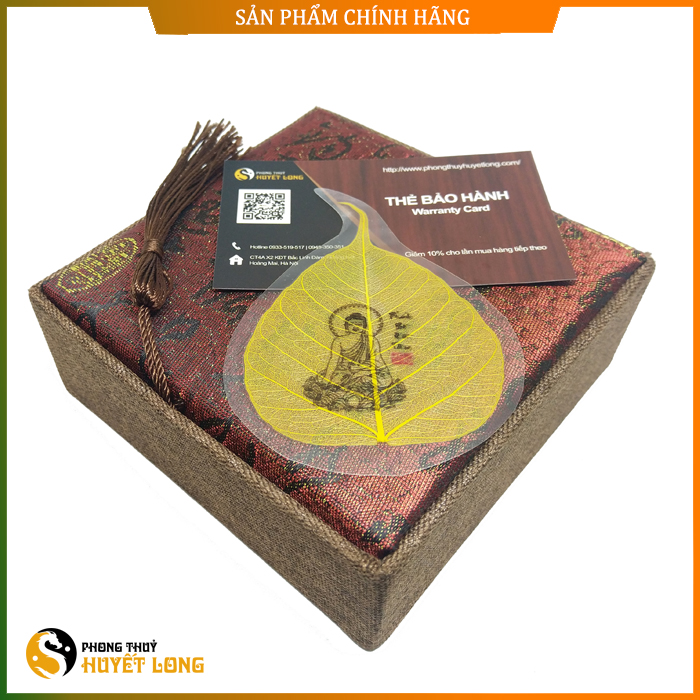 Lá bồ đề in hình phật dát vàng, Lá bồ đề tự nhiên đem lại may mắn, tài lộc, bình an, Lá bồ đề