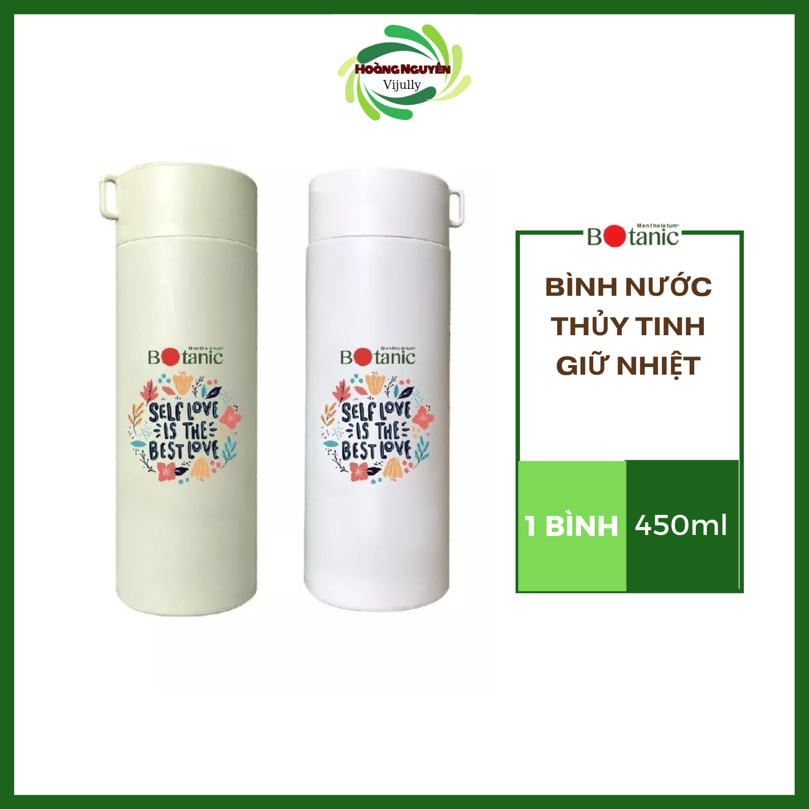 Bình nước thủy tinh 2 lớp Quà tặng từ Botanic 450ML