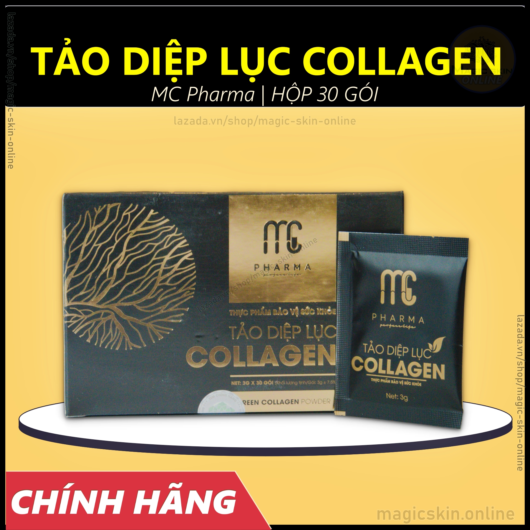 Tảo diệp lục collagen magic skin mc pharma 👍 sáng da ngừa lão hóa ✔ chính hãng ⏺ hộp 30 gói