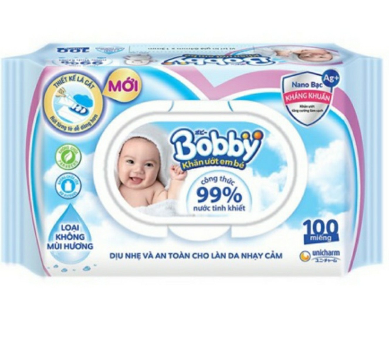 Khăn ướt trẻ em Bobby 100 miếng