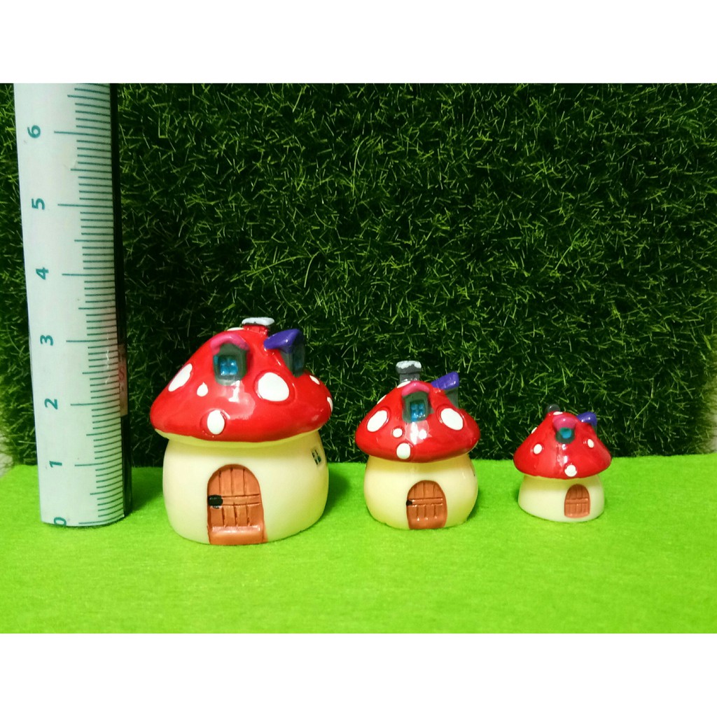 Ngôi nhà nấm đỏ phụ kiện trang trí charm slime