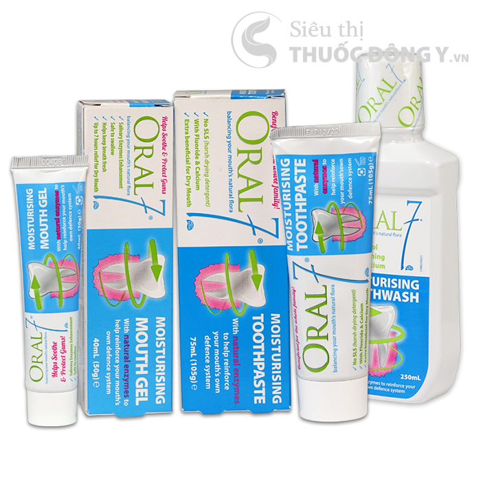 [Bộ 3 GIỮ ẨM MIỆNG] Gel bôi, Kem đánh răng và Nước miệng 250ml ORAL7 - Nhập khẩu từ Anh Quốc