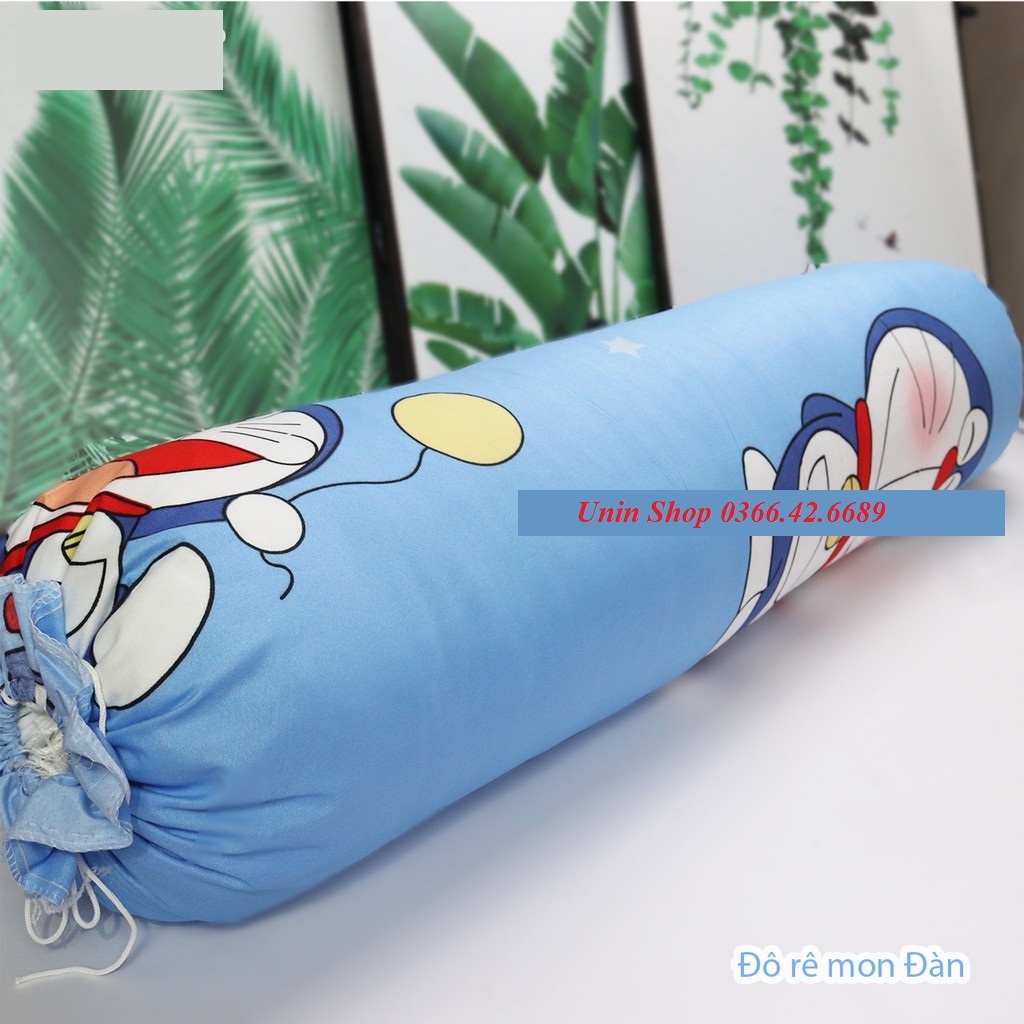 (Flash Sale) Vỏ gối ôm poly cotton mẫu Doraemon Đàn, áo gối dài nhiều mẫu đẹp, bao gối ôm người lớn 30x100cm có dây dù rút kéo