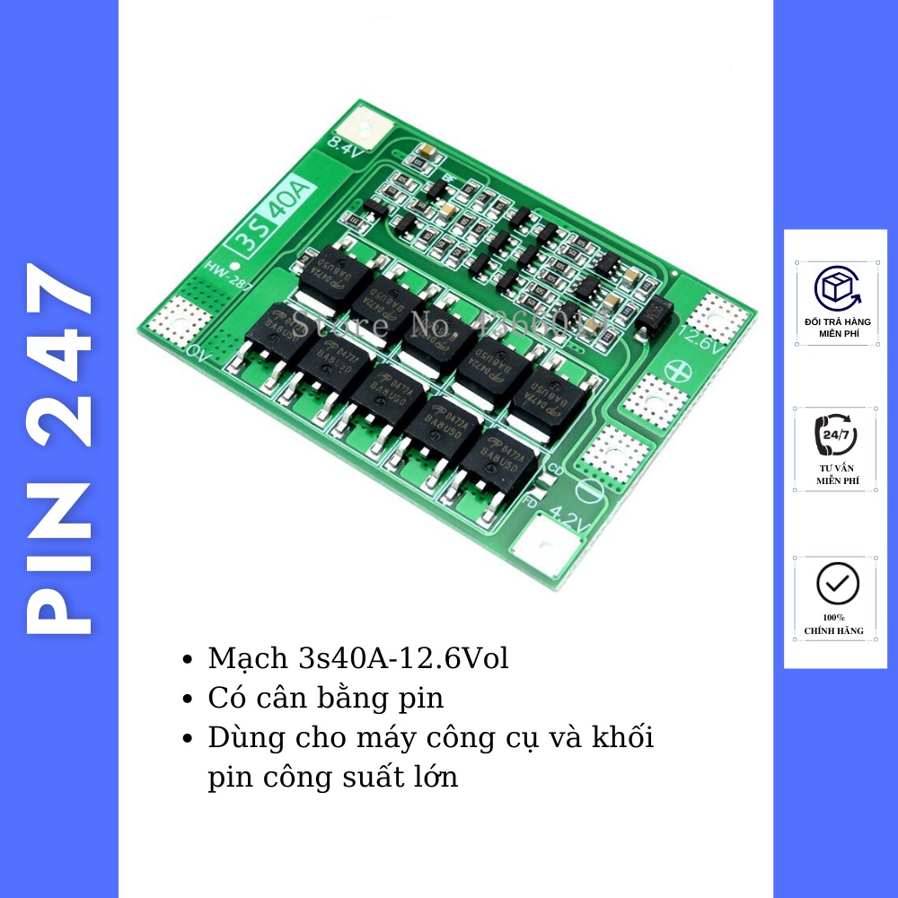 Mạch 3s40a sạc bảo vệ pin 3s 12.6v có cân bằng pin