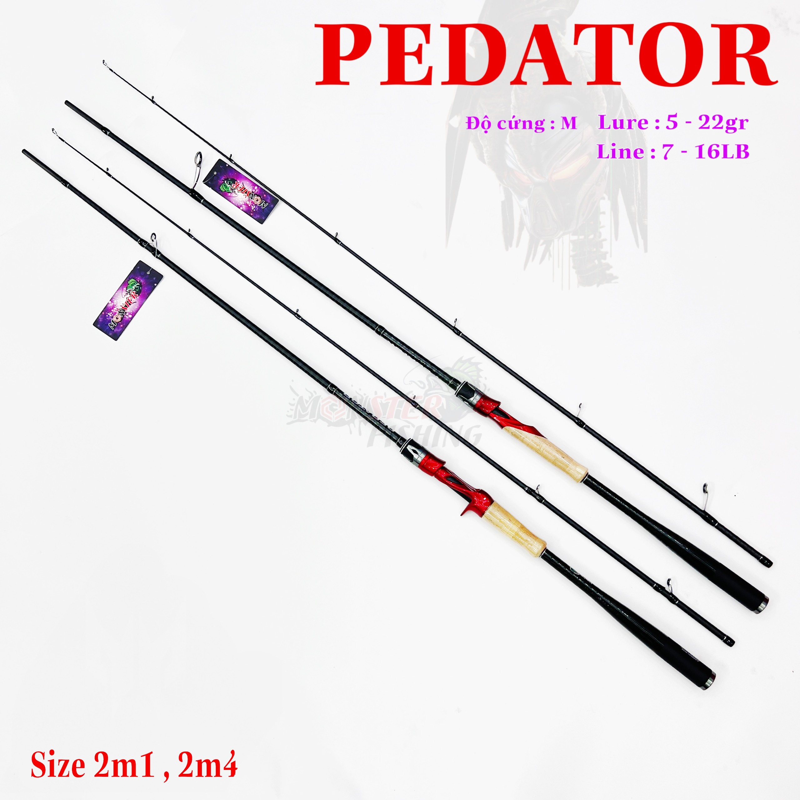 [BẢO HÀNH 2 NĂM] Cần Câu Lure Monster Pedator Chính Hãng , Carbon Cao Cấp , Trọng Lượng Nhẹ
