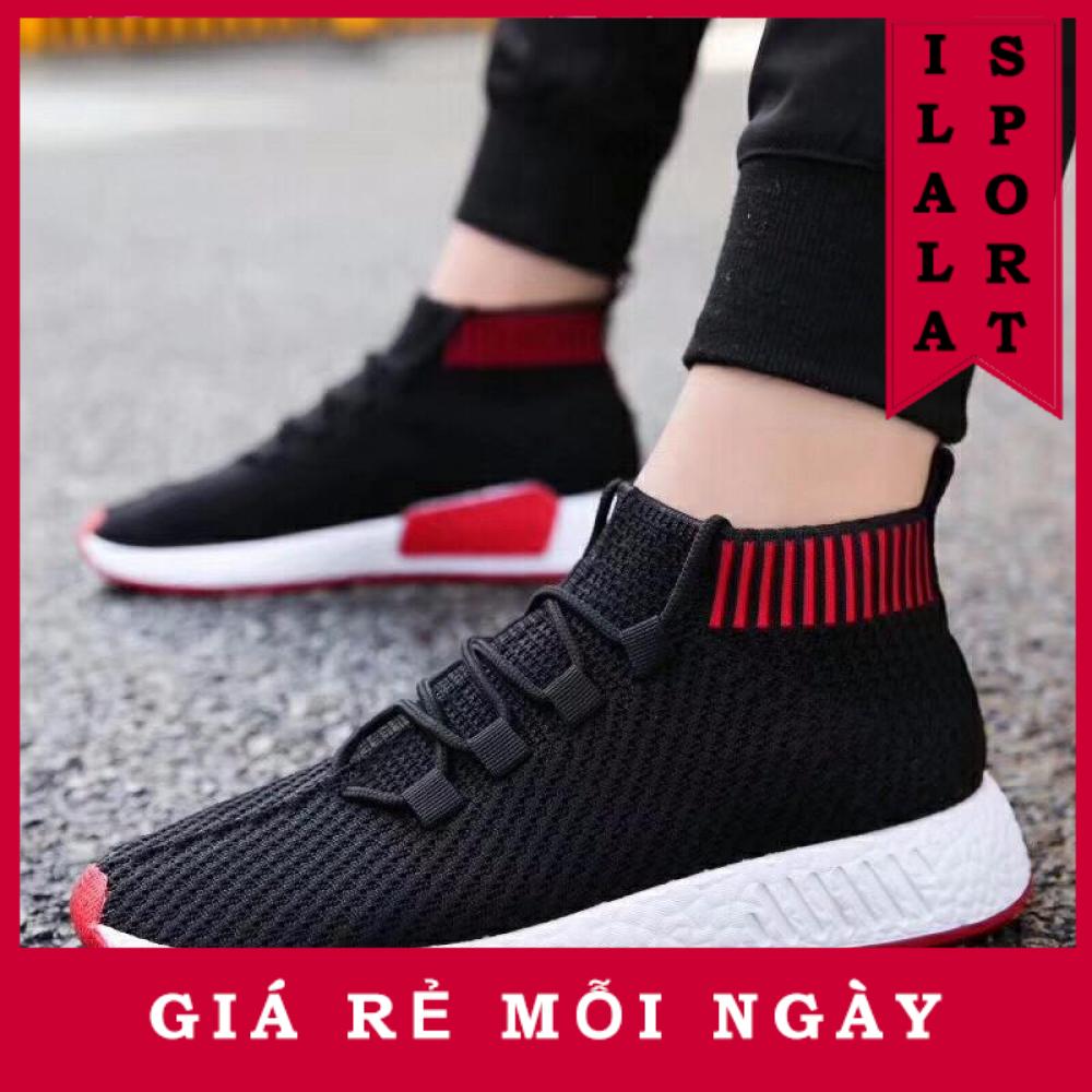 Giày thể thao nam cao cổ đen kẻ đỏ - ilala sport