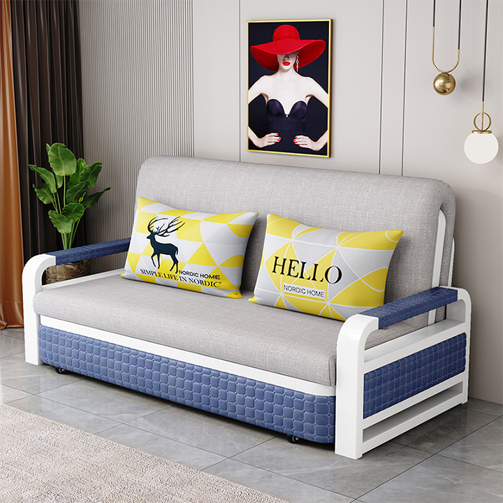 Giường sofa, ghế gường gấp gọn thông minh chuyển đổi 2 trong 1 khung thép sơn tĩnh điện combo đệm + gối