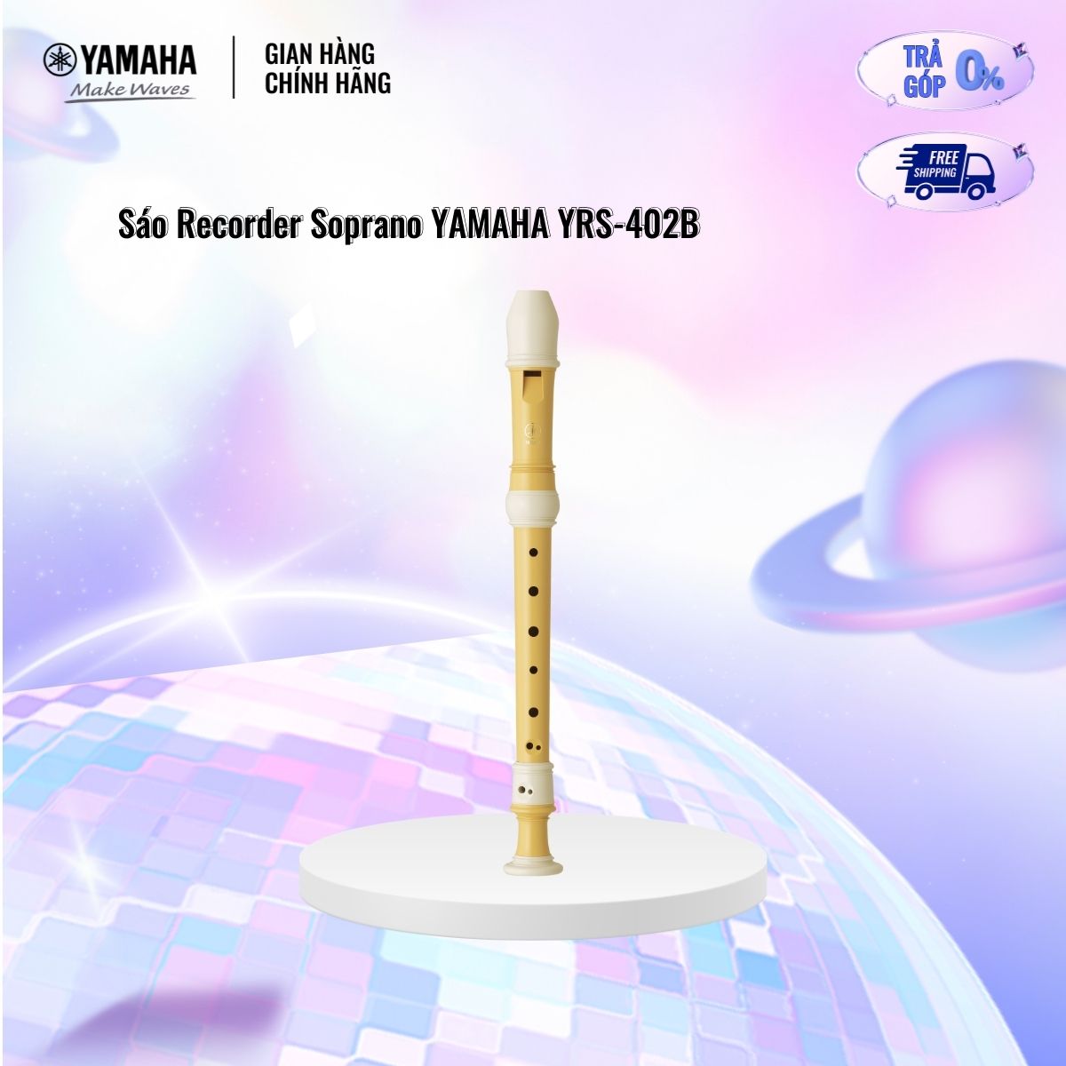 Sáo Recorder Soprano YAMAHA YRS-402B hệ thống ngón bấm Baroque, được làm từ nhựa thực vật an toàn,sản phẩm chính hãng