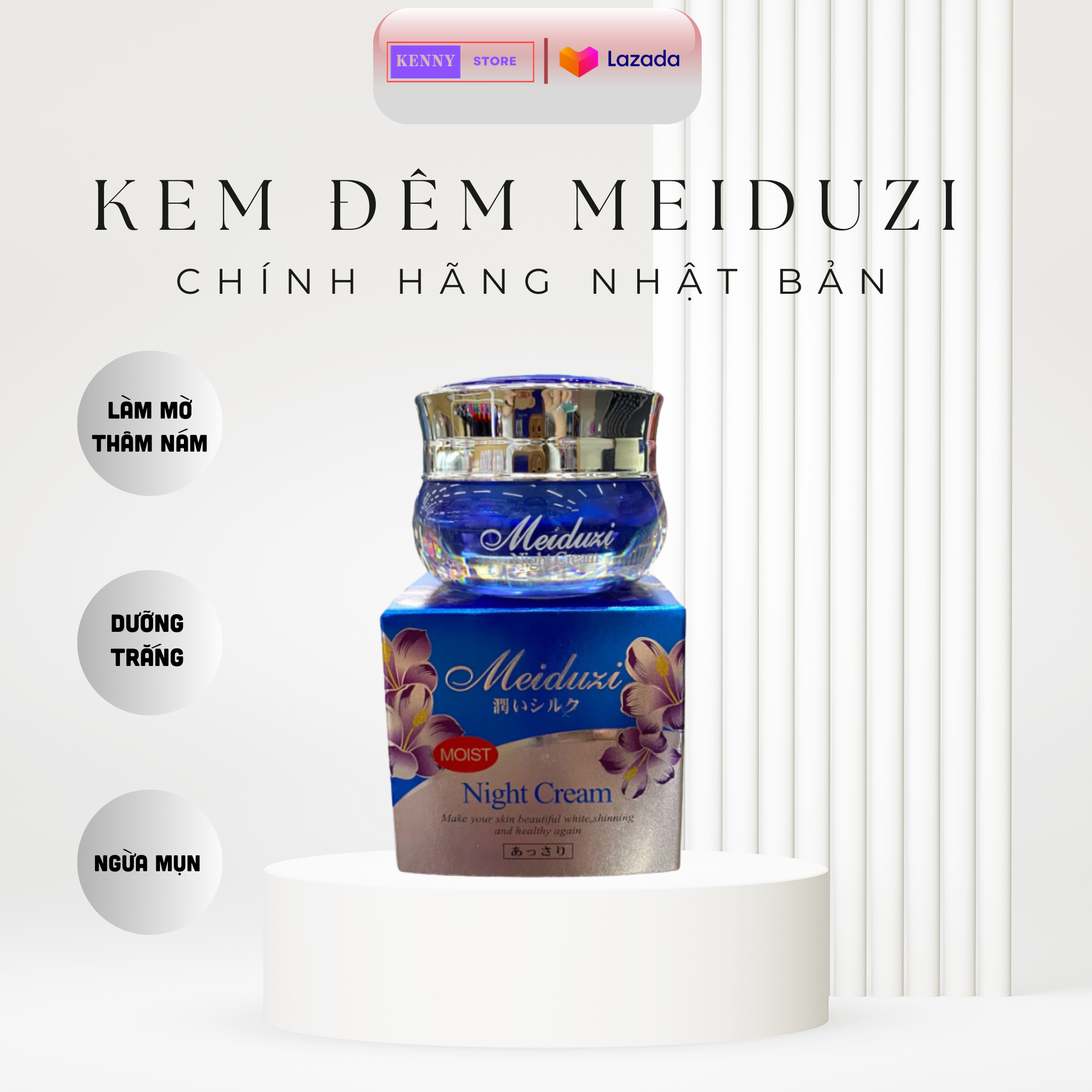 Kem Face Meiduzi Nhật Bản Ban Đêm Hộp Xanh Chính Hãng