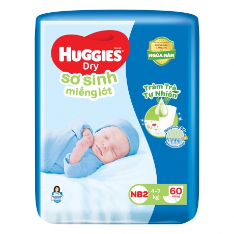 Miếng Lót Sơ Sinh Huggies Dry Newborn 2 hương tràm trà Mẫu mới - HSD luôn mới