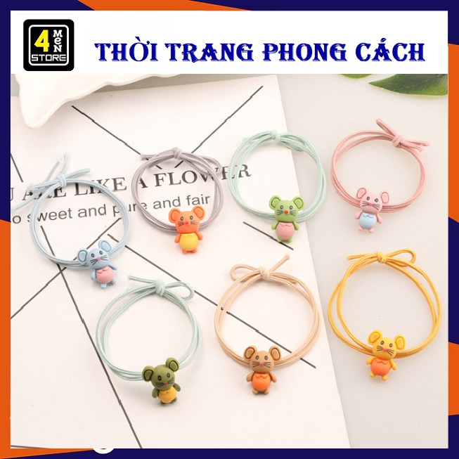 ⚡ set 2 cột tóc buộc tóc thiết kế chú chuột mini màu kẹo cute được tùy chọn màu - combo 2 dây buộc tóc trang trí hình chú chuột dễ thương ⚡