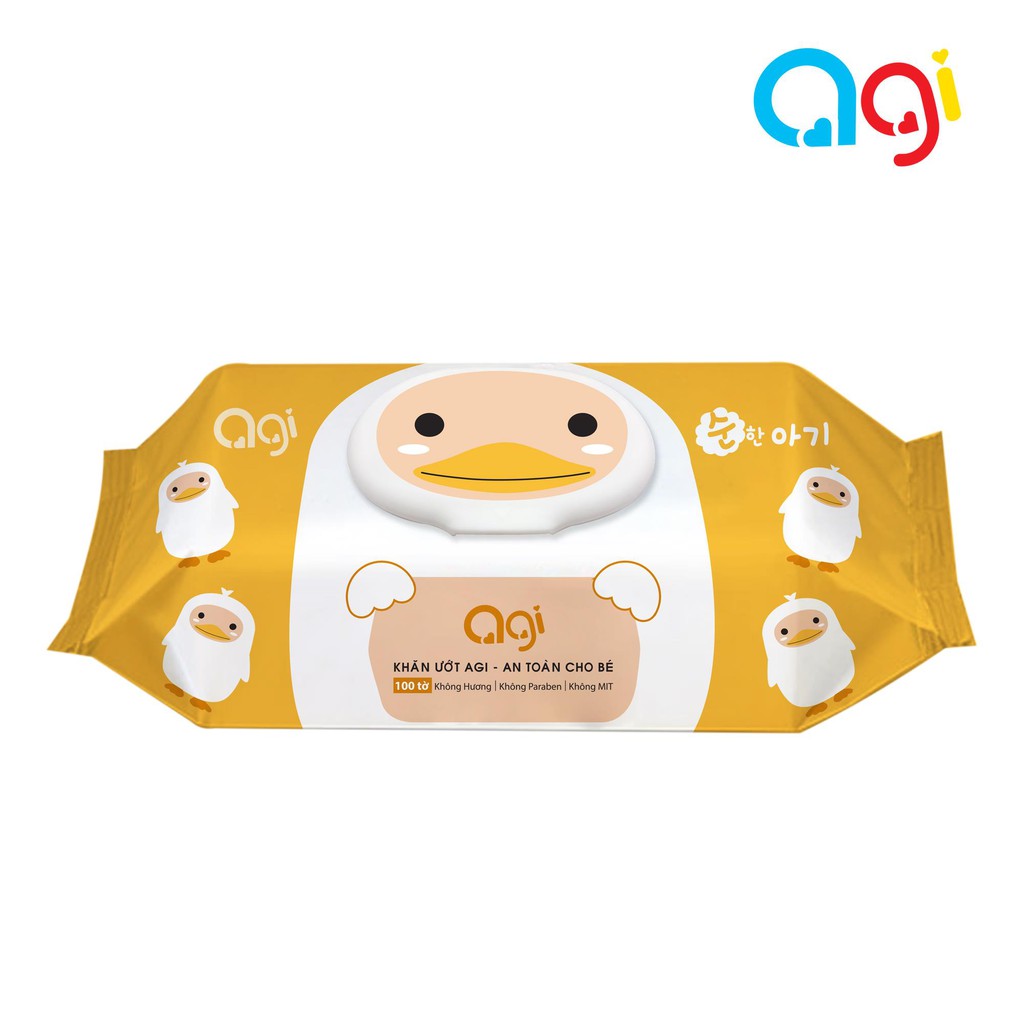 Combo 10 gói khăn ướt agi 100 tờ không hương