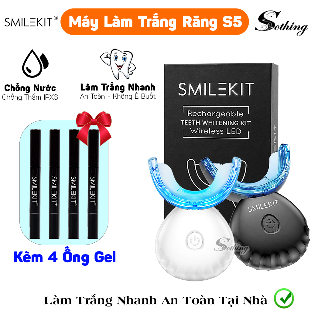 Máy Làm Trắng Răng Smilekit S5 SOTHING Xiangwu Hiệu Quả Nhanh Không Ê Buốt - Kit Trắng Răng Nhanh Kèm 4 Ống Gel BH 1 Năm