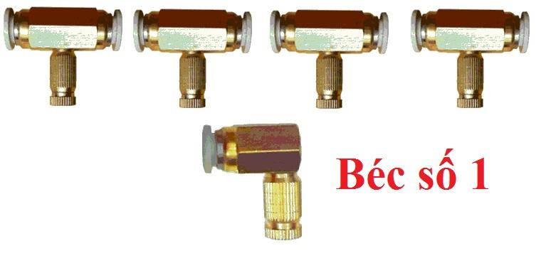 Bộ 5 đế đồng + béc phun sương làm mát (béc số 1, số 2, số 3)
