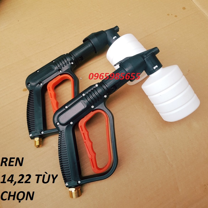 súng xịt rửa xe và bình tạo bọt tuyết cho máy rửa xe áp lực cao, máy xịt rửa cao áp, máy rửa xe gia đình (Ren ngoài14,22mm tùy chọn)