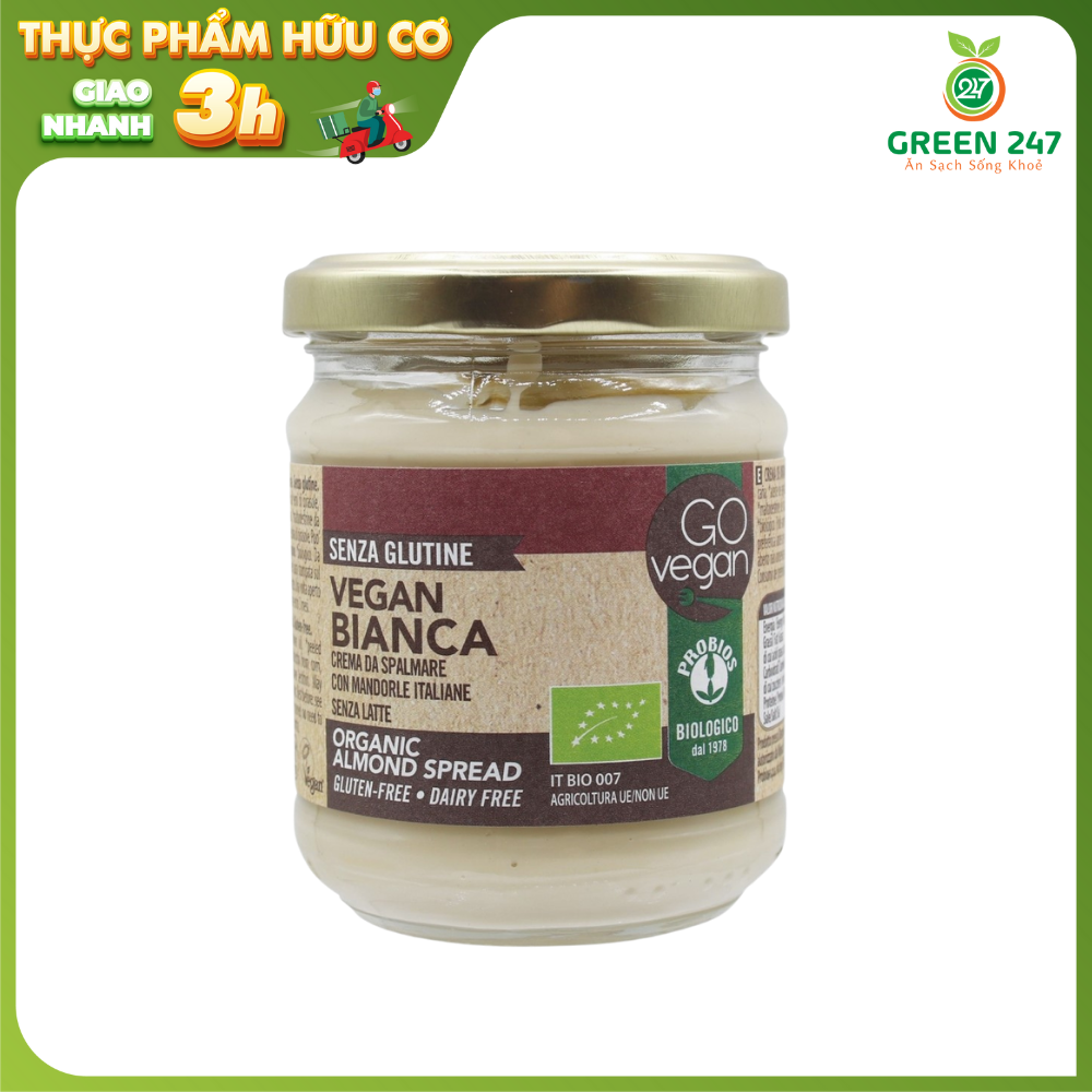 Bơ kem hạnh nhân cacao hữu cơ probios Green247 200g PVN315 chính hãng