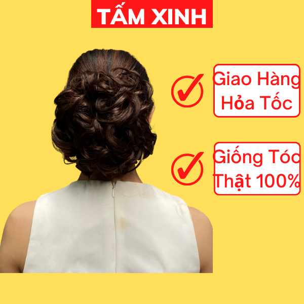 Bộ tóc giả trung niên cao cấp, búi Retro cổ điển