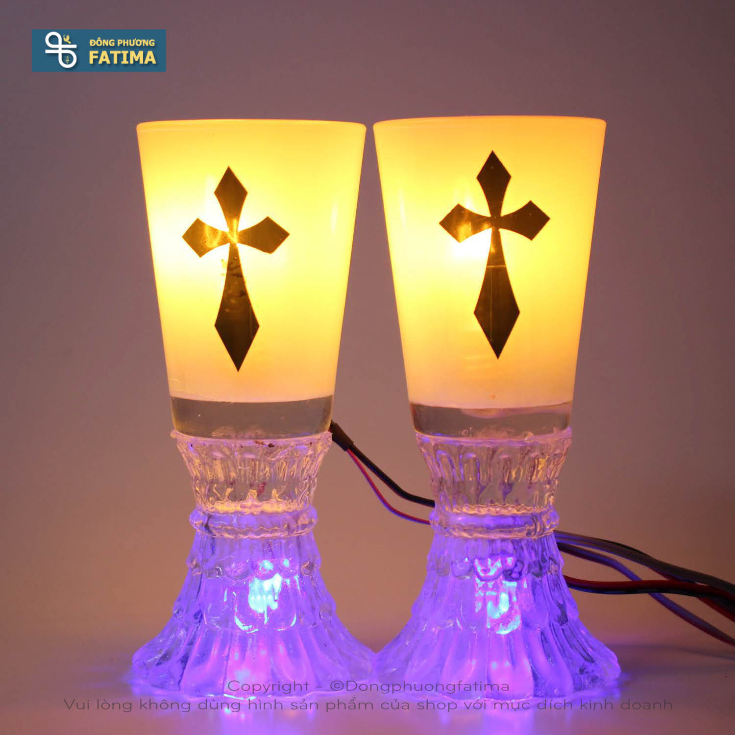 2 cây ly đèn điện k1 - đèn bàn thờ đông phương fatima