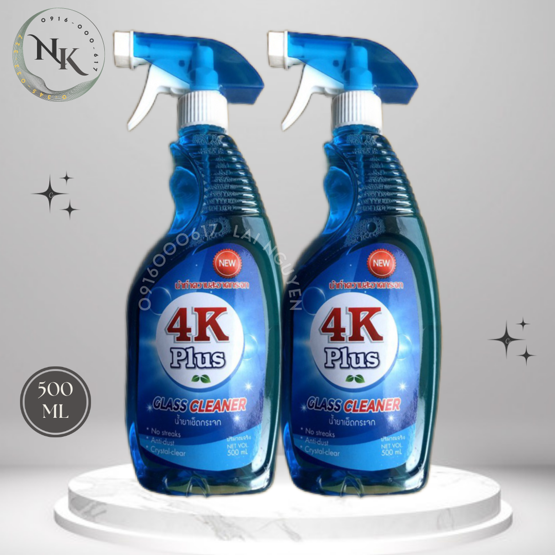 Nước lau kính hương bạc hà 4K Plus chai 500ml
