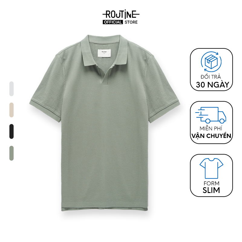 Áo Polo Nam Tay Ngắn Cổ V Kẻ Sọc Form Slim - Routine 10S22POL045R2