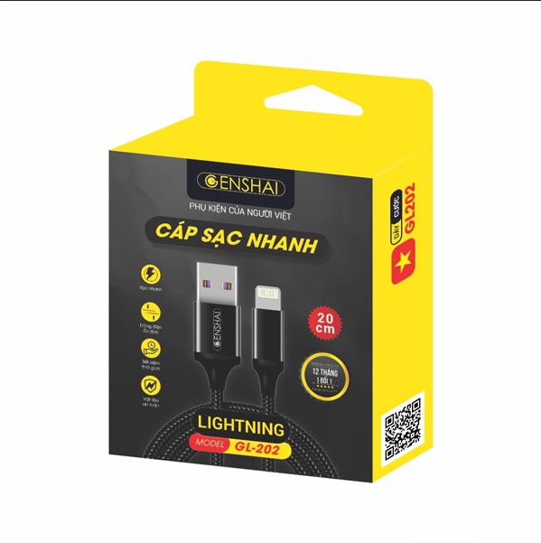 Cáp sạc nhanh 3a 20cm genshai gl202
