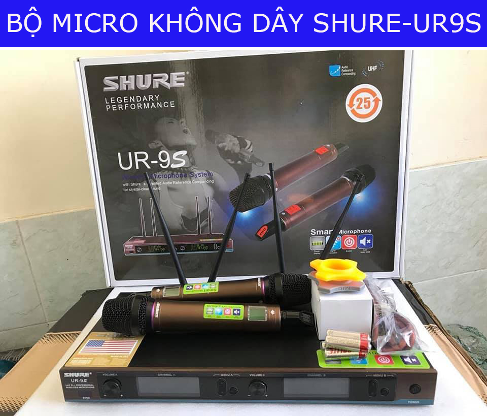 [HCM]( MỚI NHÂT 2021) Micro Karaoke Không Dây SHURE Ur-9s Cao Cấp Phiên Bản 2021 Chuẩn Main Đỏ Chân Tím 4 Râu Có Chế Độ Tự Ngắt Sóng UHF Cực Khỏe Mic Bắt Tiếng Cực Nhạy Hát Karaoke Cực Hay Siêu Chống Hú Màn Hình Led Hiển Thị