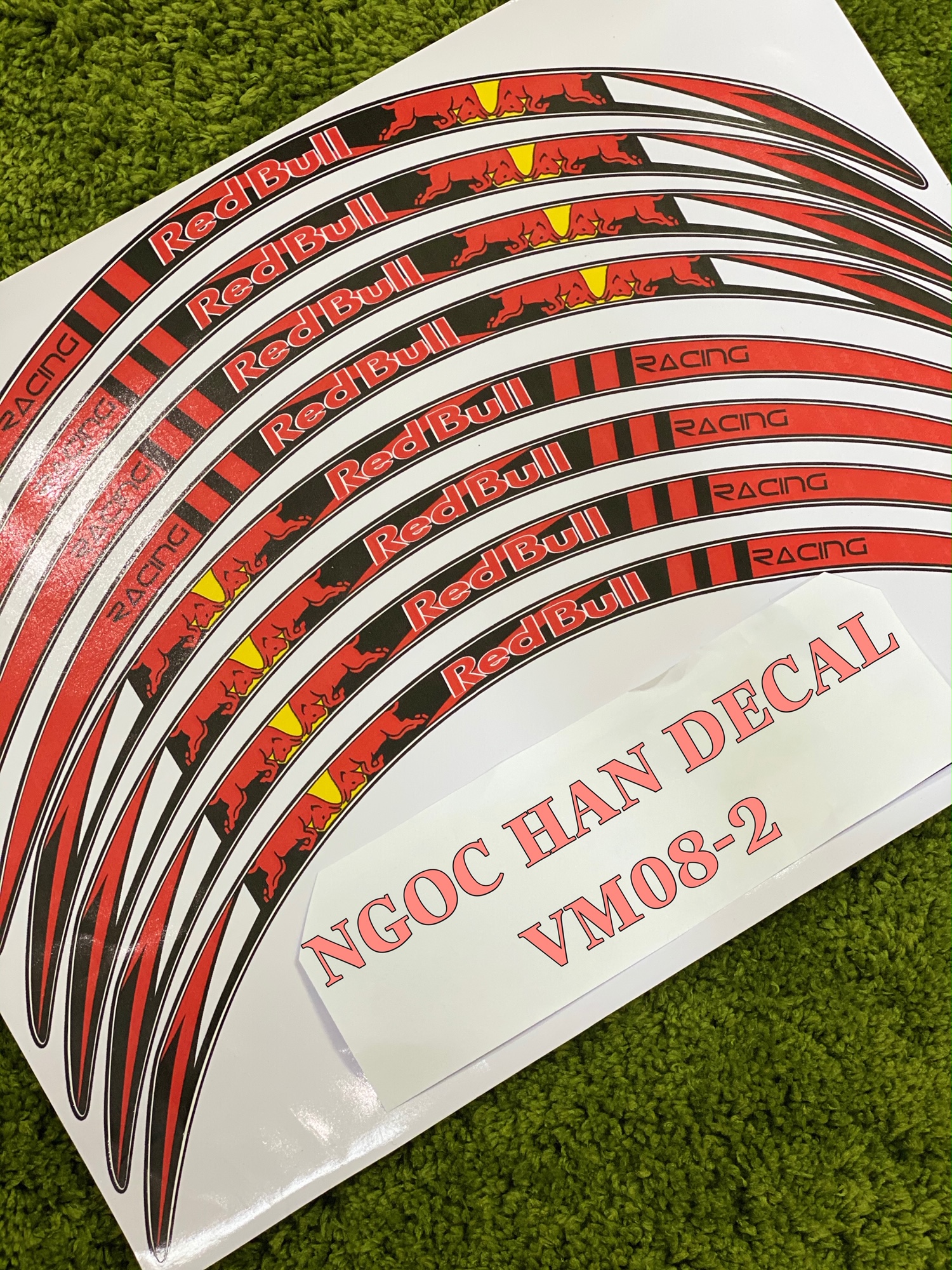 [HCM]Nguyên bộ tem Redbul màu đỏ dán vành trước sau xe máy -- NGỌC HÂN DECAL