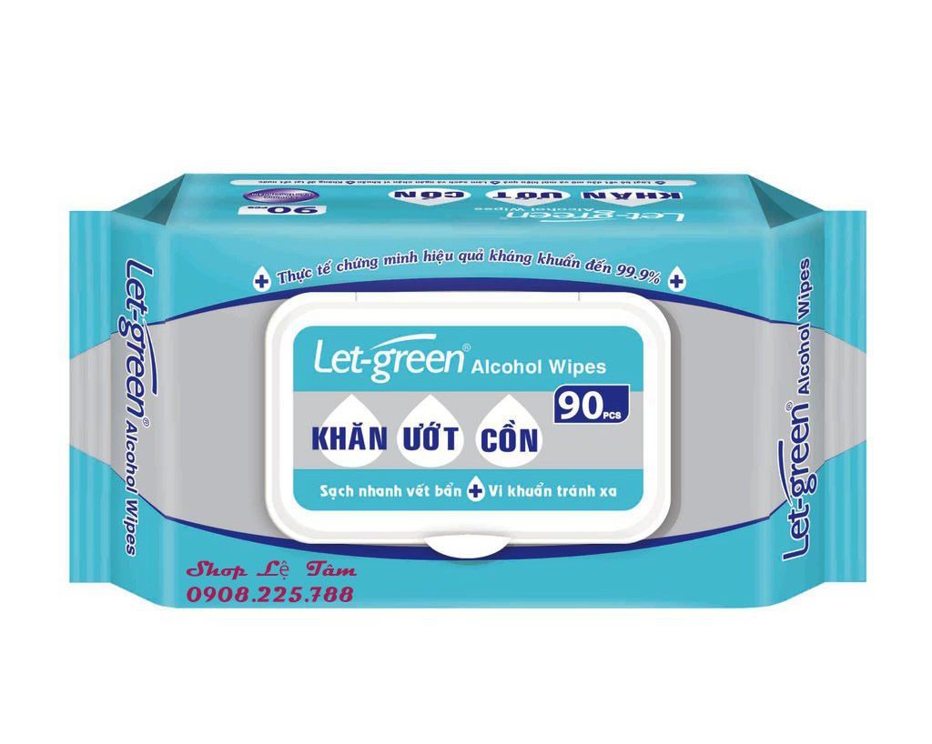 Khăn ướt cồn Let Green loại 90 miếng/bao