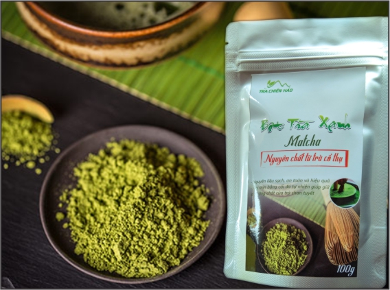 2 gói bột trà xanh Matcha sạch mụn làm từ trà shan tuyết cổ thụ.Trà Chiến Hảo