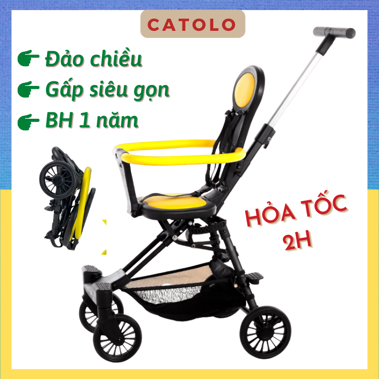 Xe đẩy em bé gấp gọn 2 chiều cao cấp siêu nhẹ Q2 giá rẻ cho bé sơ sinh 6 tháng 2 tuổi đi dạo đi chơi