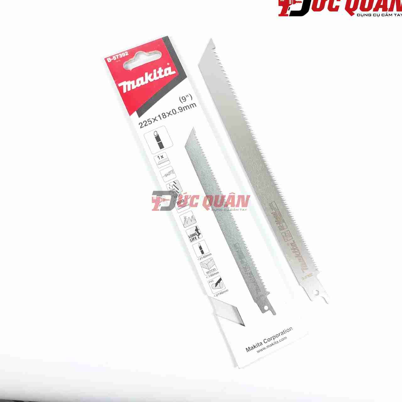 Lưỡi cưa kiếm cắt tre, gỗ, nhựa pvc 225x18x0.9mm makita b-57392