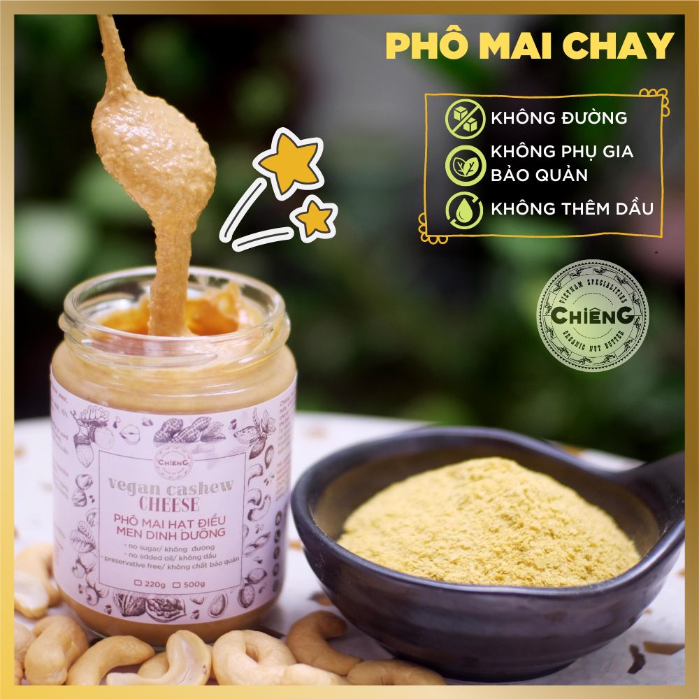 Phô mai hạt điều men dinh dưỡng ăn kiêng, phomai thuần chay, eatclean, không đường - vegan cashew chesee - 120g/220g/500g