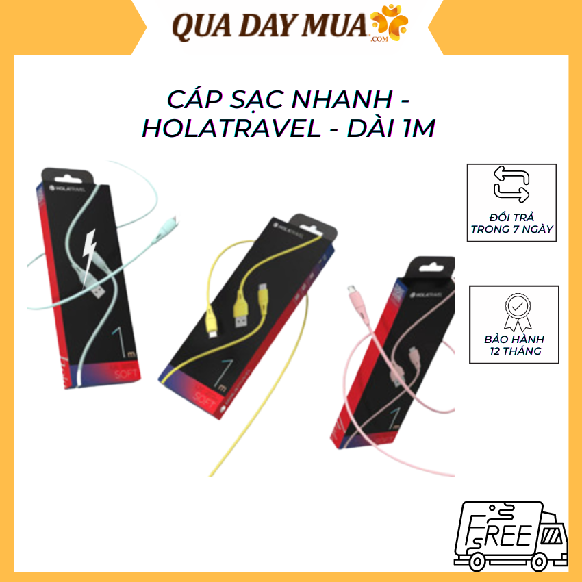 Cáp sạc điện thoại holatravel dài 1m - bảo hành 12 tháng