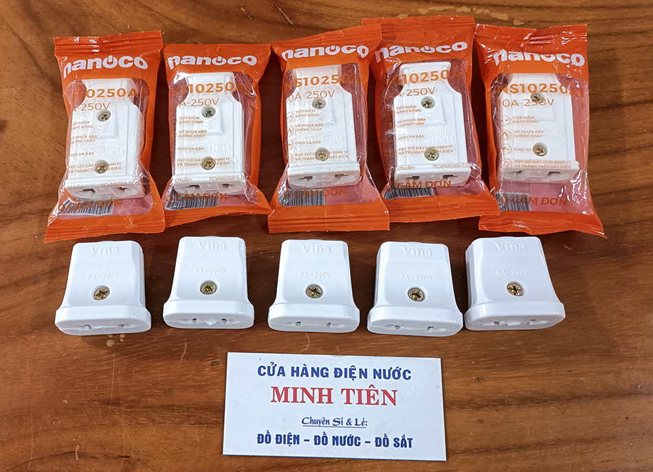 Phích cái nối điện, ổ cắm đơn nối điện vina, nanoco